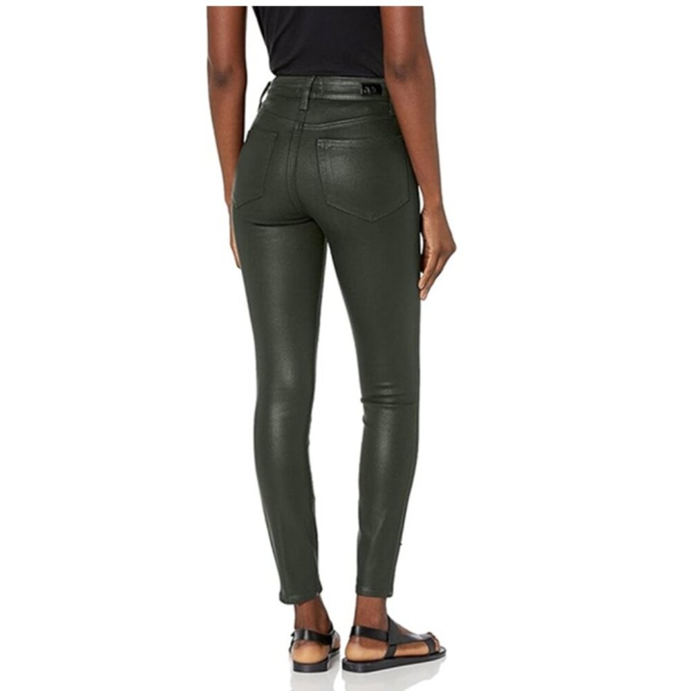 PAIGE Hoxton Skinny Ankle Jean in Deep Emerald Luxe Coating